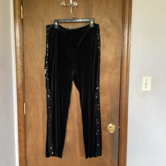 Draper James black velvet pant with sequins down sides party event size 16 - Picture 11 of 17
